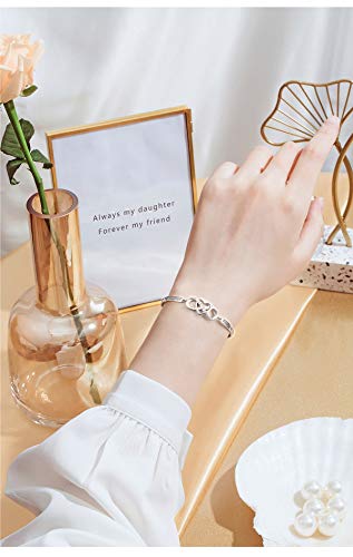 925 Sterling Silver Infinity Love Heart Bracelet With Inspirational Message for Daughter from Mother Father, Adjustable Length Bangle Bracelets Daughter Jewelry for Women Girls - Image 3