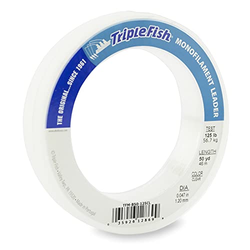 Image of Triple Fish Monofilament Fishing Leader - Clear, Camo Strong Tough Leader Material for Big Game Fishing, Up to 400lb Test