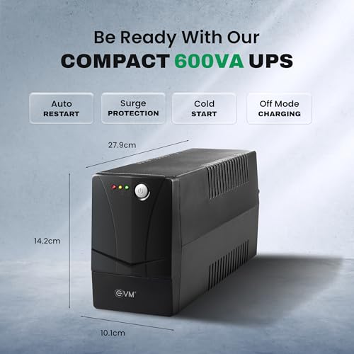 Image of EVM EPS720 600VA /360W Line Interactive UPS - Backup Power for PC, CCTV, WiFi Router & DVR /NVR, Wide Input 140-300V AC, Pure Sine Wave Output - 2 Year Warranty (EPS720)
