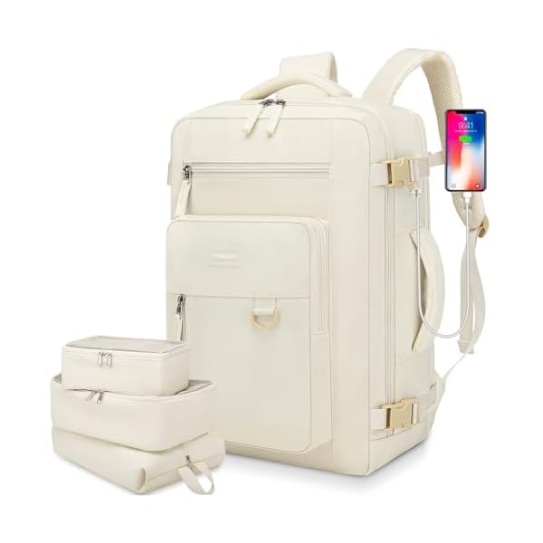 Travel-Backpack-for-Women-Flight-Approved-Carry-On-Backpack-with-Shoe-Pouch-TSA-Personal-Item-Travel-Bag-Large-Luggage-Backpack-Fits-17-Inch-Laptop-for-Weekender-Overnight-Beige WINDARS Travel Backpack for Women, Flight Approved Carry On Backpack with Shoe Pouch, TSA Personal Item Travel Bag Large Luggage Backpack Fits 17 Inch Laptop for Weekender Overnight, Beige