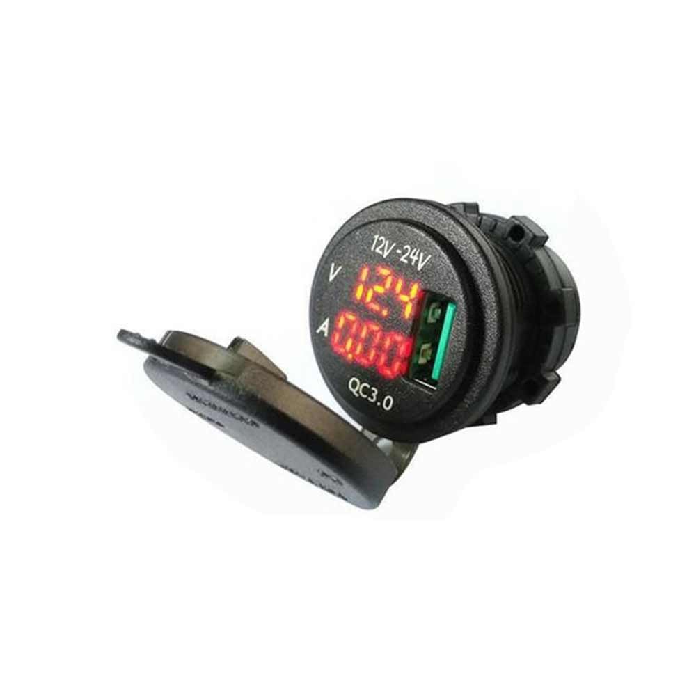 USB Charger with Fast Charging Modification Automotive Voltage and Current Meter QC3.0 Combo Modified for Marine Truck Motorcycle Car etc