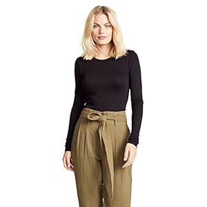 Enza Costa Women’s Essential Supima Cotton Bold Long Sleeve Crew Neck Top