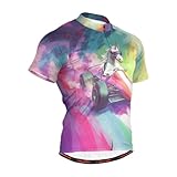 JHKKU Men's Cycling Bike Unicorn Funny Jersey Short Sleeve Moisture Wicking, Breathable, Quick Dry Biking Shirt with 3 Rear Pockets XL