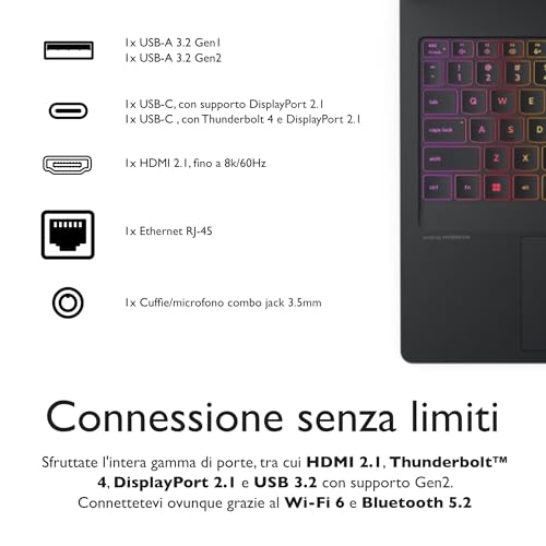 Legion Pro 5 Pc Gaming Portatile ULTRA 9 275HX 20 Core, 64 GB RAM DDR5, GeForce RTX 5070Ti 12GB, SSD 2TB,Notebook Gaming Oled Display 16" 165Hz,Laptop Gaming Tastiera RGB, WiFi 7, Thunderbolt 4 - Notebook - Immagine 3