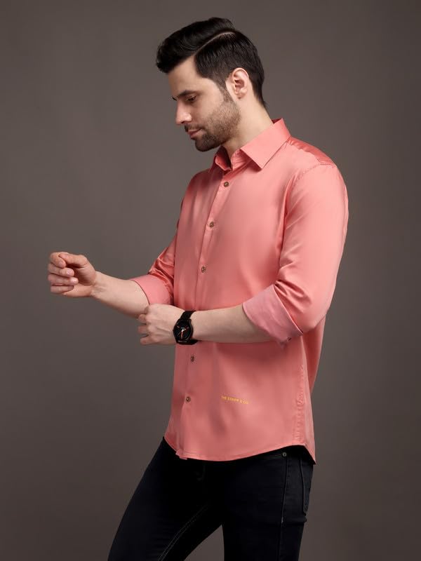 Image of The Stripp & Co Men's Full Sleeve Cotton Solid Shirt | Regular Fit Casual | Soft & Breathable Fabric | Button-Down Collared Formal,& Office Wear | Everyday Shirt | Sizes M to 2XL