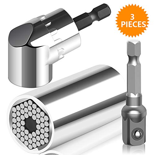 Hotbird Socket Wrench Universal, Break-Proof Power Grip Universal Key, Multifunctional Super Socket Wrench Repair Tools 7-19mm (7-19mm with Adapter)