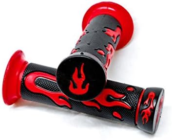 ATVs And Watercrafts Flame Gel Style Hand Grips Red Color Quad Compatible with Yamaha Polaris Seadoo Watercraft Bombardier Jet Ski Honda Foreman Recon Kawasaki Brute Force Prairie Bruin Grizzly Kodiak