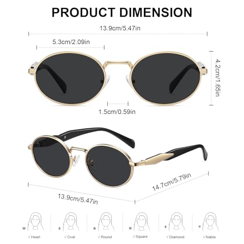 Sunglasses for Women Classic Vintage Sunglasses Retro Oval 90s Trendy Shades Sun Glasses UV400 Protection Lens2