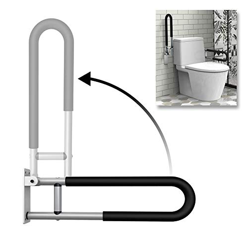 FlySkip Fold Down Grab Bar, 24Inch Flip-Up Handicap Support, Wall Mounted Bathroom Shower Safety Bar, Non Slip Hand Grips for Elderly, Disabled, Pregnant Woman