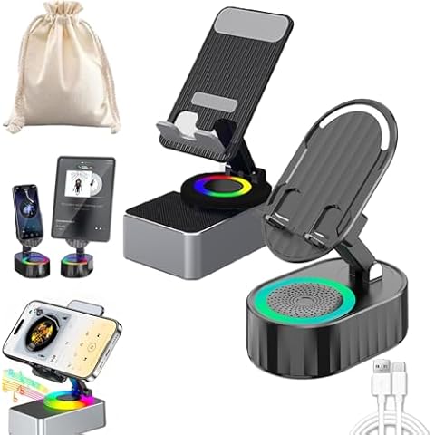 DENGWANG Induction Bracket Speaker, 5in1 Wireless Induction Bluetooth Speaker, Bluetooth Speaker Power Bank Holder, Bluetooth Audio Power Bank Bracket, 360 Rotation Holder (2 Pcs B) Cover