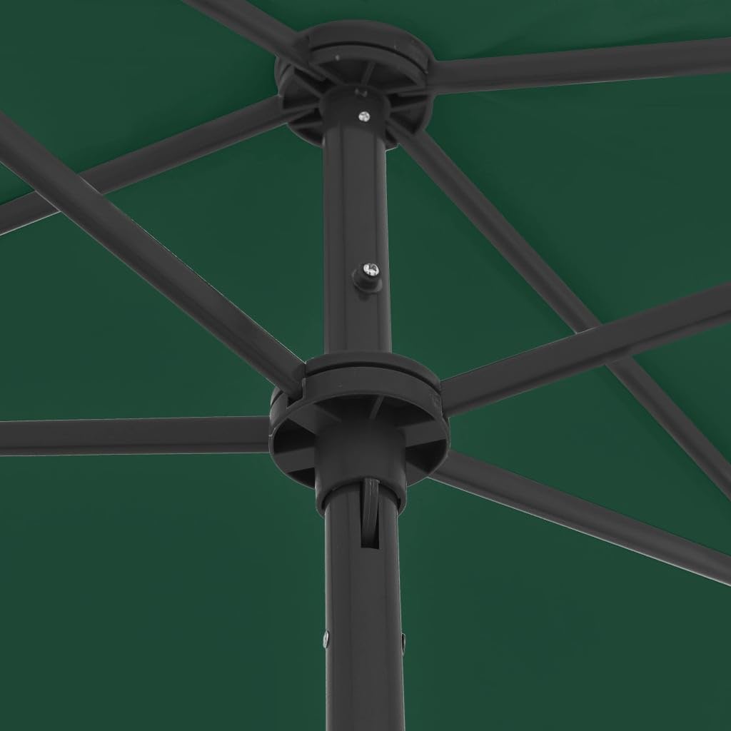 Parasol plażowy, zielony, 180 x 120 cm, odporny na promieniowanie UV parasol poliestrowy z mechanizmem przechylającym, idealny na taras, do ogrodu i na zewnątrz