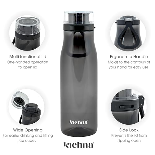 Kichna The Quencher Sports Drinks Water Bottle 700ml, Onyx Black, 700 ml - Image 2