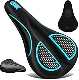 auvstar Funda ancha para sillín de bicicleta de gel, suave, acolchada, para mujer, bicicleta estática, bicicleta de montaña, diseño antideslizante (azul)
