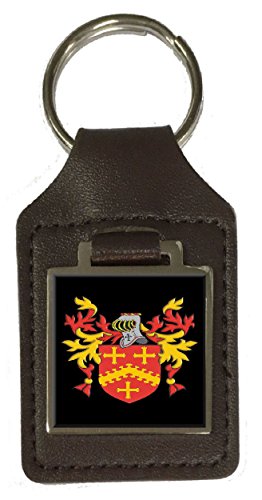 Porte-clés en cuir avec blason de famille Walkup marron anti perte