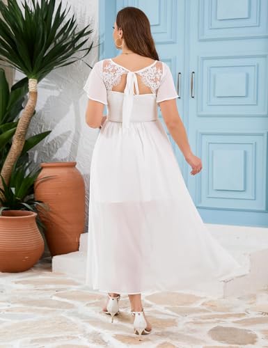 Image of EYWOL Women's Plus Size Formal Dress Lace Chiffon Maxi Dress,Open Back Cocktail Dress for Wedding Guest,Party,Gala Events