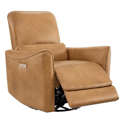 CHITA Power Swivel Glider Recliner Chair, Large-Wide, Cognac Brown