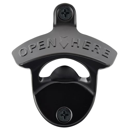 Jumiok Black Wall Mounted Beer Bottle Opener Open Here Stainless