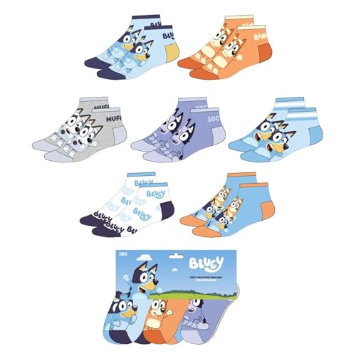 Pack calcetines tobilleros Bluey para uso diario y deporte – Pack calcetines tobilleros suaves y transpirables para zapatillas y calzado casual