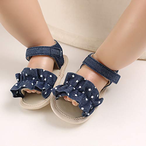 Girls Toddler Rubber Walking Boys Shoes First Non-Slip Baby Kids Sandals Star Baby Shoes Sandal Boys (Dark Blue, 0-6 Months)3