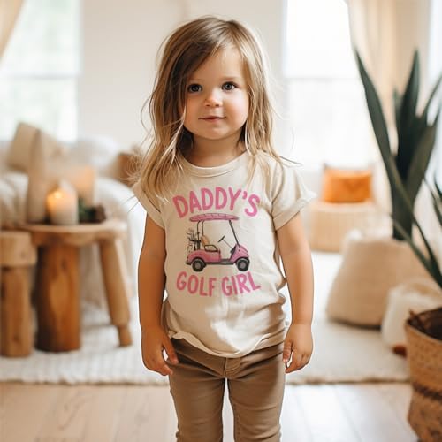 Daddy's Golf Girl Toddler Shirt - Father Daughter Pink Golfing Cart T-Shirt - Daddy And Me Father's Day Tees - Girls Boho Natural Kids & Youth Shirts3