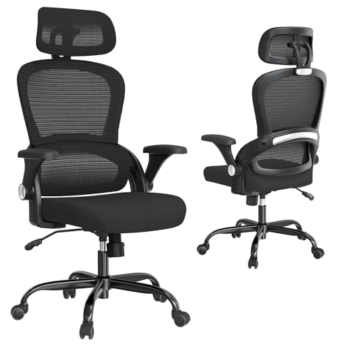 TRALT Ergonomischer Bürostuhl - Schreibtischstuhl mit Verstellbare Kopfstütze Höhenverstellbarer Bürostuhl Büro Stuhl - Office Chair Ergonomic Desk Chair - Gaming Stuhl 150kg für Lange Zeit Schwarz