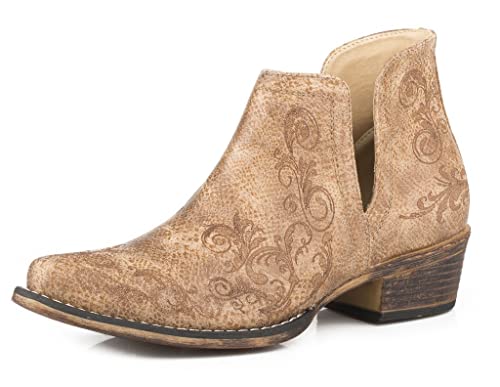 ROPER Womens Beige Faux Leather Ava Laser Ankle Boots 6.5