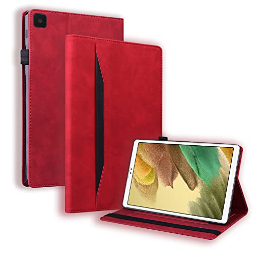 Vkooer Funda para Samsung Galaxy Tab A7 Lite 8,7 Pulgada 2021 Carcasa PU Cuero SM-T220 / T225 Business Flip Cartera Cover Estuche Protector con Función de Soporte para Galaxy Tab A7 Lite, Rojo Cover