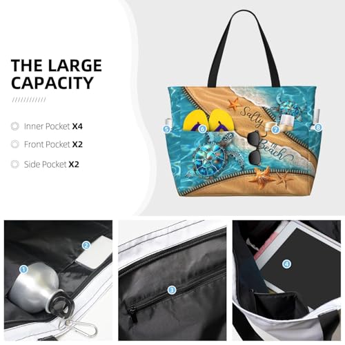 Large Beach Tote Bag Beach Bag Waterproof Sandproof Lightweight Women Tote3