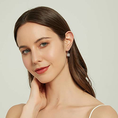 Berricle Sterling Silver Solitaire 6 Carat Asscher Cut Cubic Zirconia Cz Leverback Anniversary Dangle Drop Earrings For Women, Rhodium Plated #TOP2