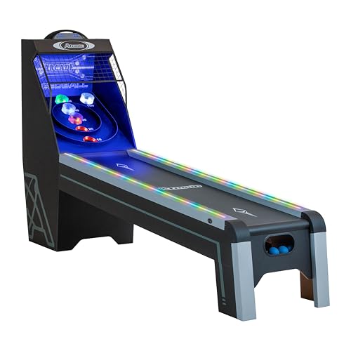 Atomic 9Foot Prism Shot LED Speedball Arcade Game Table SkeeballStyle LED Scoring with Lighted Rails & Target Electronic Scoreboard & Sound Effects Automatic Ball Return