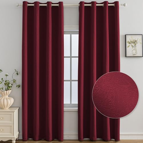 Ystyle Lot De 2 Rideau Occultant, 140x145 CM, Rideau Thermique Isolant Anti Froid et Chaleur À Oeillets, Isolation Lumiere Anti UV Decoration pour Maison...
