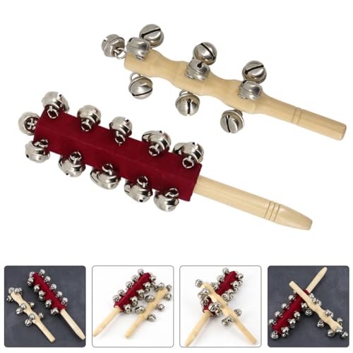 Toyvian 2 Peças Chocalho Brinquedos De Brinquedo Sinos De Trenó Sinos De Mão Jingle Bells Instrument