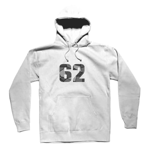 Hoodie 62 Number blanc haut de gamme, sweat unisexe aux finitions soignées