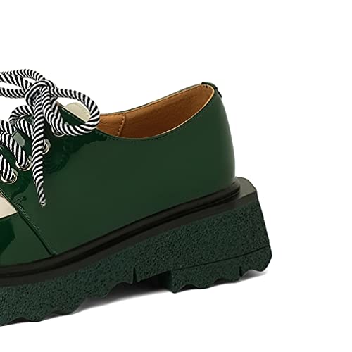 TinaCus Sapato Oxford feminino feito à mão couro envernizado bico redondo salto plataforma cores sor