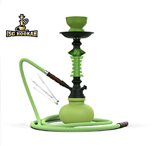 Cachimba B8-1 JSG.HOOKAH De 1 Salidas, Shisha De 33cm De Altura, 1 Mangueras, 1 Pinzas, Pipa De Agua, Color (VERDE)