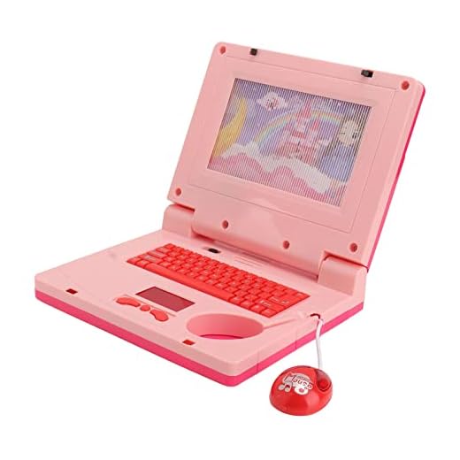 WOREM Computador de Aprendizagem, Desenho Animado Eletrônico LED para Crianças, Laptop de Aprendizagem para Aprendizagem Precoce (Rato não retrátil rosa)