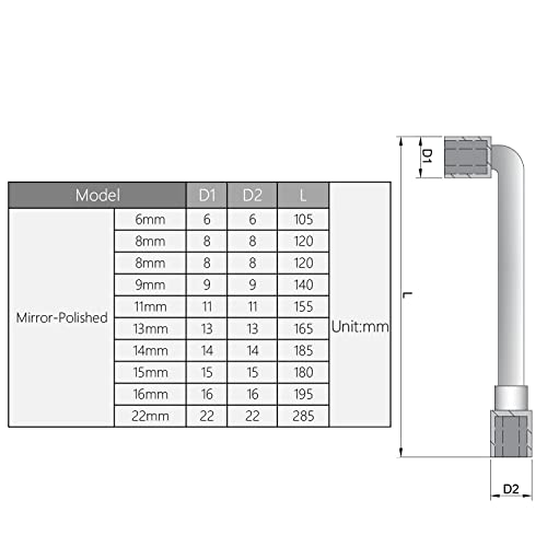 Utoolmart Metric L Shaped Angled Hex Socket Wrench, 16Mm Socket Wrenches, Mirror Chrome Plated, Cr-V #TOP2