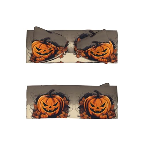 Pumpkin Halloween Pattern Baby Bow Headband - Super Stretchy Soft Bows Hair Accessories for Newborn Infant Toddlers Kids Girls - Elastic and Skin-Friendly2