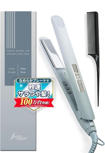 SALONMOON �w�A�A�C���� �X�g���[�g 24mm �R�[�� �Z�b�g 2WAY �����N�� �_�u���}�C�i�X�C�I�� 80?230�� �f�W�^���\�� �C�O�Ή� �~���[�`�^�j�E���v���[�g (���[���O���[) �T�������[�� AM24GR