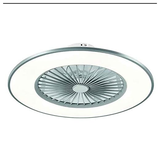 TODOLAMPARA - Ventilador de techo con luz LED 24W modelo BOFU Plata, 3 tonalidades, aspas interiores escondidas y protegidas, 3 velocidades, control remoto, memoria y temporizador, 56cm diámetro
