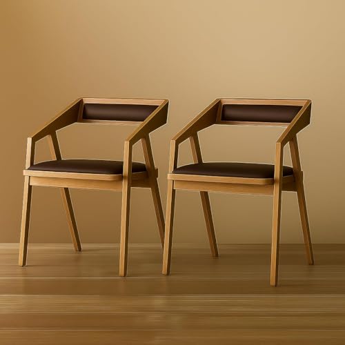 Image of Genuine Decor Solid Sheesham Bar Chair Modern Furniture Off Games Wooden High Chair Pu Leather Chair Cushion for Kitchen | Living Room | Office | Cafe (choklety Set of 2)