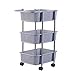 Produktbild JBVG Küchenträgerwagen 3-Schicht-Kunststoff-Speicher-Korb rollende fahrbare Küche, Badezimmer, Wohnzimmer Aufbewahrungswagen Für Küche Badezimmerwäscherei (Color : Gray, Size : 41.3x33x71)
