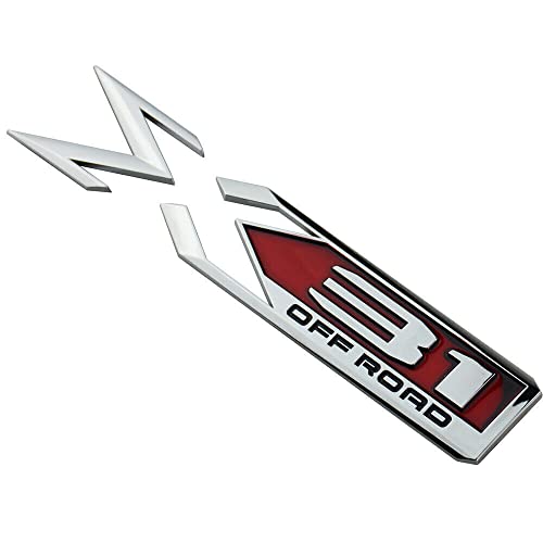 Image of Pair Set Sierra 1500 X31 Off Road Emblems 3D Rear Bodyside Truck Bed Decal Badge Nameplate Replacement for 2019-2022 Sierra 84682662 (Chrome Red)