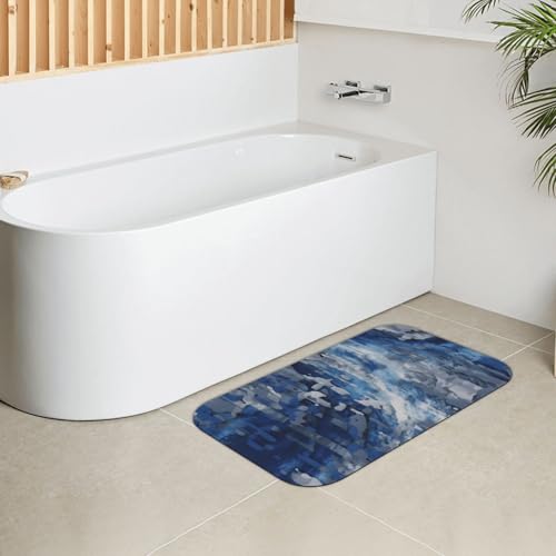Tapis de bain à diatomées bleu imprimé abstrait pour sortie de douche - 5