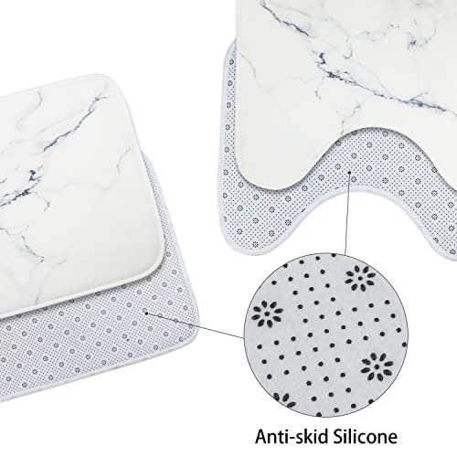 Rlhhug Marble Shower Curtain Set With Rugs, Bathroom Sets With Shower Curtain And Rugs And Accessories, 72X72 Inches Bath Curtain For Modern Bathroom Decor With Non-Slip Bath Mat, Toilet Lid Cover #TOP4