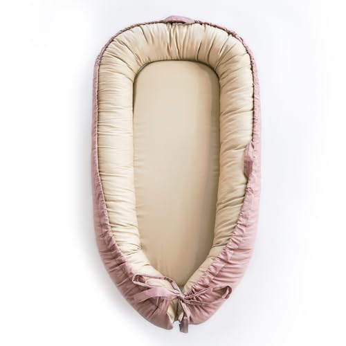 Baby Lounger, Baby Nest Cover for Baby, Reversible & Breathable Cotton, Adjustable Baby Floor Seat for Tummy Time, Portable Infant Lounger, Essentials...