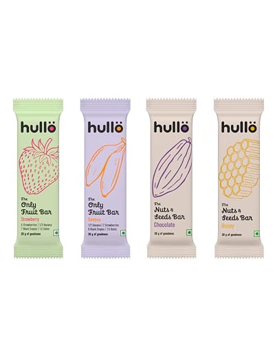 Image of Hullo The Mix Box Snack Bars for Kids & Adults - Pack of 1 (4 Bars x 30g Each) | Healthy Snack Bar for School & Office Snacks | Gluten Free, Dairy-Free, No Added Sugar & Preservatives