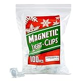 Signs Authority 100 Pack Extra Strong Magnetic Christmas Light Clips - Magnetic Hooks for Outdoor String Lights on Gutters, Fences, Roof - Shatterproof All-Weather Magnet Clips for Xmas Lights Outdoor