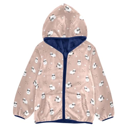 Cute Cartoon Sheep Girls Fleece Jacket Girls Fall Jacket Girls Zip Up Hoodie Girls Sherpa Jacket 2-10T