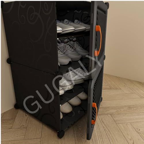 Image of 4 Layer Plastic Shoe Rack for Home|Shoe Rack with Door|Multipurpose Shoe Stand & Organizer| Space Saving, Durable & Portable Shoe Storage Shelf for Home|Plastic Rack for Bedroom /Living Room